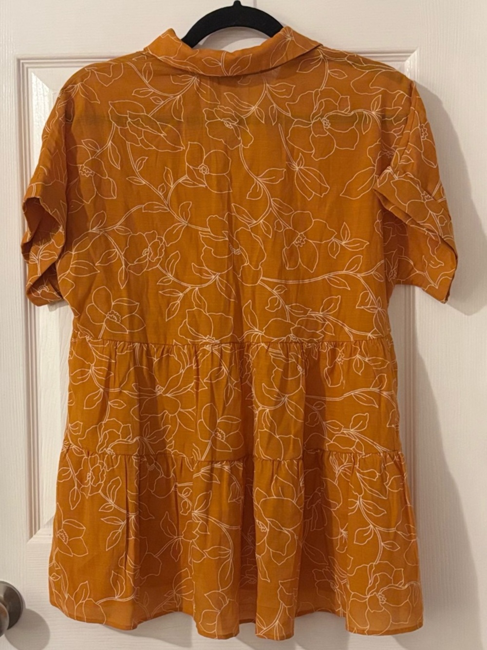Cato Rust Floral V-Neck Tiered Peplum Top - Picture 3 of 6
